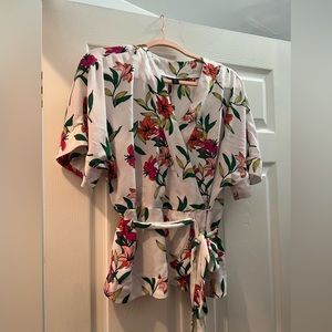 Floral Blouse w/ Neon Pops of Color
